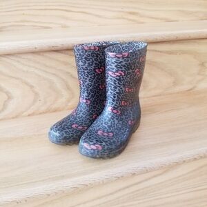 Leopard Print Rain Boots with Pink Accents